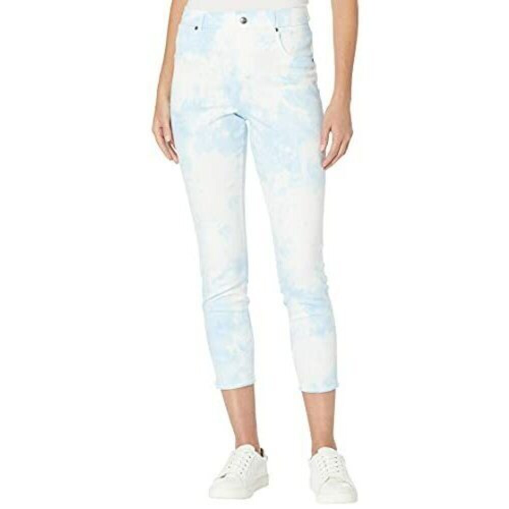 HUE Women's Modern High Rise Tie Dye Skimmer Denim Leggings Capri Pants M Medium - Picture 2 of 2